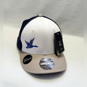 Decky Snapback 6 Panel Trucker Cap Embroidered Duck Goose Gray White Navy NWT